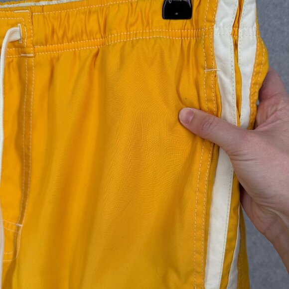 Abercrombie Fitch VTG Swim Trunks Size L Yellow White Logo Flip Waist Beach - Picture 4 of 14